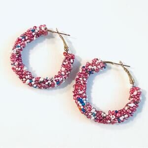Mixed Stone Hoop Earrings